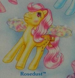 Size: 345x359 | Tagged: safe, photographer:seppolina, rosedust, pony, g1, official, blushing, female, missing accessory, solo focus