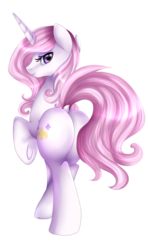 Size: 1494x2525 | Tagged: safe, artist:pridark, fleur-de-lis, pony, unicorn, g4, butt, female, looking at you, looking back, mare, plot, simple background, smiling, solo, transparent background, underhoof