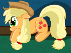 Size: 3082x2285 | Tagged: safe, artist:laserpewpewrblx, applejack, earth pony, pony, g4, carpet, cel shading, cute, female, high res, jackabetes, silly, silly pony, solo, who's a silly pony