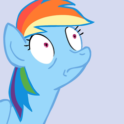 Size: 945x945 | Tagged: safe, rainbow dash, pegasus, pony, g4, female, i've seen some shit, imageboard, mare, reaction image, simple background, solo