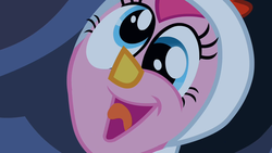 Size: 1280x720 | Tagged: safe, screencap, pinkie pie, earth pony, g4, luna eclipsed, animal costume, chicken pie, chicken suit, clothes, costume, derp, faic, female, nightmare night, nightmare night costume, silly face, solo, tongue out