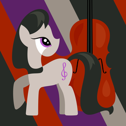 Size: 1600x1600 | Tagged: safe, artist:dahtamnay, octavia melody, earth pony, pony, g4, cello, female, hooves, lineless, looking back, mare, minimalist, musical instrument, raised hoof, solo