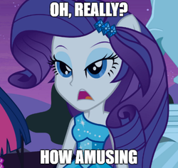 Size: 613x581 | Tagged: safe, rarity, twilight sparkle, equestria girls, g4, deadpan, fall formal outfits, female, image macro, meme, ponied up, reaction image, solo