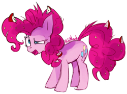 Size: 1280x944 | Tagged: safe, artist:paleblank, pinkie pie, g4, the mane attraction, apple, apple pie, female, food, pie, pun, simple background, solo, transparent background, visual pun