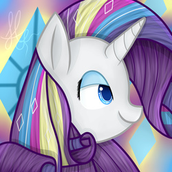 Size: 2500x2500 | Tagged: safe, artist:applejacks2, rarity, g4, female, high res, portrait, rainbow power, solo