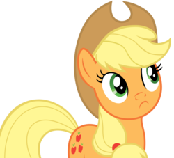 Size: 5960x5400 | Tagged: safe, artist:slb94, applejack, g4, absurd resolution, female, frown, not bad, simple background, solo, thinking, transparent background, vector