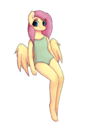 Size: 1111x1606 | Tagged: safe, artist:kilamuri, fluttershy, anthro, unguligrade anthro, g4, arm hooves, clothes, female, one-piece swimsuit, simple background, solo, swimsuit, transparent background