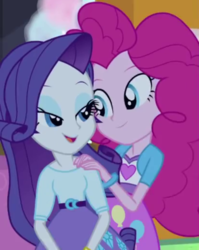 Size: 414x520 | Tagged: safe, screencap, pinkie pie, rarity, equestria girls, g4, perfect day for fun, context is for the weak, cropped