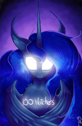 Size: 1500x2286 | Tagged: safe, artist:awkwardlyanonymous, princess luna, g4, female, glowing eyes, milestone, solo