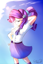 Size: 1080x1600 | Tagged: safe, artist:gianghanz, artist:phuocthiencreation, rarity, equestria girls, g4, clothes, collaboration, cute, fabulous, female, human coloration, raribetes, signature, skirt, solo