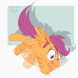 Size: 1500x1500 | Tagged: safe, artist:akashasi, scootaloo, g4, falling, female, flailing, scootaloo can't fly, solo