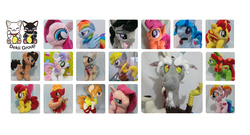 Size: 3680x1983 | Tagged: safe, artist:dekiigroup, apple bloom, big macintosh, coco pommel, derpy hooves, discord, octavia melody, pinkie pie, rainbow dash, scootaloo, sonata dusk, sunset shimmer, sweetie belle, tree hugger, oc, earth pony, pony, g4, irl, male, photo, pinkamena diane pie, plushie, stallion