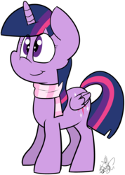 Size: 2072x2905 | Tagged: safe, artist:befishproductions, twilight sparkle, alicorn, pony, g4, clothes, cute, female, high res, mare, scarf, signature, simple background, solo, transparent background, twiabetes, twilight sparkle (alicorn)