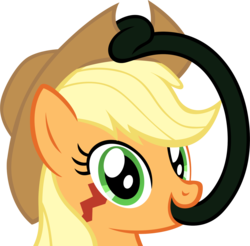 Size: 1752x1721 | Tagged: safe, artist:badumsquish, derpibooru exclusive, applejack, monster pony, original species, tatzlpony, g4, adoracreepy, creepy, cute, female, happy, hat, hat tip, looking at you, m'lady, simple background, solo, species swap, tatzljack, tentacle tongue, transparent background, vector