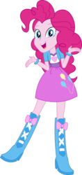 Size: 6826x14437 | Tagged: safe, artist:sugar-loop, pinkie pie, human, equestria girls, g4, .ai available, .svg available, absurd resolution, balloon, boots, bracelet, clothes, female, high heel boots, open mouth, shoes, simple background, skirt, solo, transparent background, vector