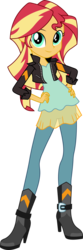Size: 4786x14352 | Tagged: safe, artist:sugar-loop, sunset shimmer, equestria girls, g4, my little pony equestria girls: friendship games, .ai available, .svg available, absurd resolution, clothes, cute, female, hand on hip, high heel boots, leather jacket, shimmerbetes, simple background, smiling, solo, transparent background, vector