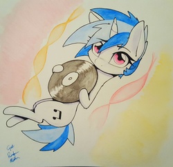 Size: 2189x2117 | Tagged: safe, artist:captainpudgemuffin, dj pon-3, vinyl scratch, pony, unicorn, g4, commission, female, high res, mare, record, solo, traditional art