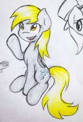 Size: 883x1280 | Tagged: safe, artist:gummigator, derpy hooves, pegasus, pony, g4, female, mare, solo, traditional art
