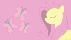 Size: 1920x1080 | Tagged: safe, artist:pepenist, fluttershy, pegasus, pony, g4, cutie mark, eyes closed, female, minimalist, solo, vector, wallpaper