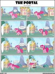 Size: 2432x3261 | Tagged: safe, artist:j-bronyind, pinkie pie, earth pony, pony, g4, comic, female, high res, mare, portal, solo