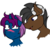 Size: 2000x2000 | Tagged: safe, artist:luminare, oc, oc only, oc:luminare, oc:onyx quill, dracony, hybrid, pony, unicorn, blushing, bust, colored pupils, flirting, high res, horns