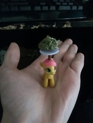 Size: 960x1280 | Tagged: safe, babs seed, fluttershy, human, pegasus, pony, g4, blind bag, drugs, female, flutterhigh, hand, high, in goliath's palm, irl, irl human, mare, marijuana, photo, smoke weed everyday, solo focus, toy