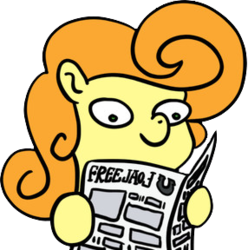 Size: 286x288 | Tagged: safe, artist:muffinexplosion, carrot top, golden harvest, earth pony, pony, g4, background pony, exploitable meme, female, foal free press, inverted mouth, mare, meme, newspaper, newspaper meme, reaction image, simple background, solo, transparent background, woonoggles