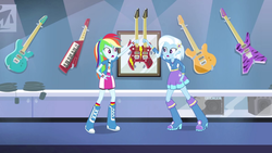 Size: 1920x1080 | Tagged: safe, screencap, rainbow dash, trixie, equestria girls, g4, guitar centered, my little pony equestria girls: rainbow rocks, female