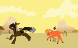 Size: 6222x3888 | Tagged: safe, artist:avatarraptor, little strongheart, oc, bison, buffalo, earth pony, pony, g4, desert, native american, smiling