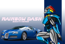 Size: 5400x3624 | Tagged: safe, artist:inspectornills, rainbow dash, g4, bugatti, bugatti veyron, crossover, female, solo, transformerfied, transformers, transformers prime