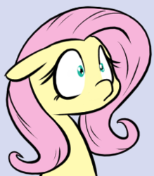 Size: 224x256 | Tagged: safe, artist:shoutingisfun, fluttershy, pegasus, pony, g4, bust, dumbstruck, female, floppy ears, mare, portrait, shocked, shrunken pupils, simple background, solo