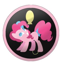 Size: 550x550 | Tagged: safe, artist:mks, pinkie pie, g4, button, female, no pupils, palindrome get, solo