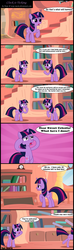 Size: 1580x5337 | Tagged: safe, artist:toxic-mario, twilight sparkle, pony, unicorn, g4, bipedal, comic, golden oaks library, open mouth, running, self ponidox, teeth, unicorn twilight