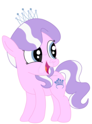 Size: 772x1034 | Tagged: safe, artist:squipycheetah, diamond tiara, earth pony, pony, g4, cute, diamondbetes, female, happy, looking back, open mouth, simple background, smiling, solo, transparent background, vector, watermark
