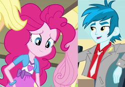Size: 1366x950 | Tagged: safe, pinkie pie, thunderbass, equestria girls, g4, my little pony equestria girls, background human, female, male, pinkiebass, shipping, straight