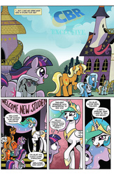 Size: 900x1384 | Tagged: safe, artist:brendahickey, idw, princess celestia, professor inkwell, smarty pants, starsong, sunflower spectacle, trixie, twilight sparkle, alicorn, pony, unicorn, g4, spoiler:comic, spoiler:comic40, background pony, bag, butt, comic, female, filly, filly trixie, filly twilight sparkle, mare, plot, preview, princess celestia's school for gifted unicorns, raised hoof, saddle bag, underhoof, unnamed character, unnamed pony, younger