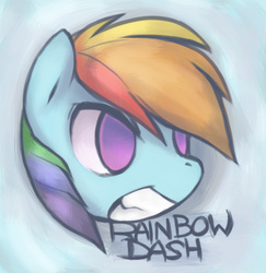 Size: 517x531 | Tagged: safe, artist:soulspade, rainbow dash, g4, female, grin, no pupils, portrait, solo