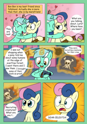 Size: 2893x4092 | Tagged: safe, artist:theponypretender, bon bon, lyra heartstrings, sweetie drops, comic:a lyrabon adventure, g4, bomb, comic, female, gun, hat, heart, lesbian, pirate hat, ship:lyrabon, shipping, sword, weapon