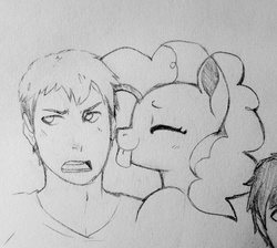 Size: 1851x1656 | Tagged: safe, artist:soulspade, pinkie pie, human, g4, monochrome, sketch, tongue out