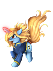 Size: 2072x2777 | Tagged: safe, artist:pridark, oc, oc only, oc:purity, pony, unicorn, fallout equestria, clothes, commission, high res, magic, open mouth, simple background, solo, transparent background