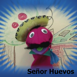 Size: 420x420 | Tagged: safe, señor huevos, derpibooru, g4, make new friends but keep discord, live action, meta, puppet, sock puppet, spoilered image joke