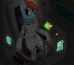 Size: 1840x1614 | Tagged: safe, artist:tg-0, rainbow dash, g4, astrodash, astronaut, clothes, female, hilarious in hindsight, solo, spaceship, spacesuit