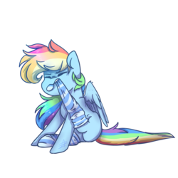 Size: 1600x1600 | Tagged: safe, artist:myralilth, rainbow dash, pegasus, pony, g4, behaving like a dog, clothes, female, socks, solo, striped socks