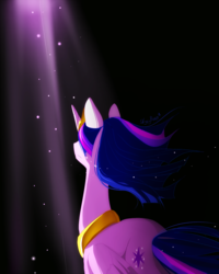 Size: 962x1200 | Tagged: safe, artist:skyeypony, twilight sparkle, alicorn, pony, g4, crepuscular rays, crying, female, looking up, mare, night, solo, stars, twilight sparkle (alicorn)