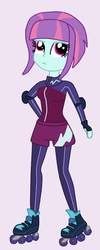 Size: 374x934 | Tagged: safe, sunny flare, equestria girls, g4, my little pony equestria girls: friendship games, crystal prep shadowbolts, friendship games outfit, friendship games speedskating outfit, roller skates, speed skating, speedskating outfit, sporty style, tri-cross relay outfit