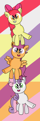 Size: 757x2265 | Tagged: safe, artist:pastelhorses, apple bloom, scootaloo, sweetie belle, g4, cute, cutie mark crusaders, revamped