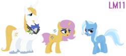 Size: 1024x456 | Tagged: safe, artist:lightningmusic10, prince blueblood, trixie, oc, oc:magic star, pony, unicorn, g4, family, female, male, mare, offspring, parent:prince blueblood, parent:trixie, parents:bluetrix, ship:bluetrix, shipping, simple background, straight, transparent background