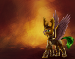 Size: 1280x1007 | Tagged: safe, artist:sunny way, oc, oc only, oc:spaiki, pony, rcf community, commission, crossover, fantasy class, feather, knight, male, paladin, solo, warrior, wings