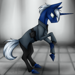 Size: 1997x2000 | Tagged: safe, artist:sunny way, oc, oc only, oc:crossfire, pony, unicorn, fallout equestria, rcf community, clothes, male, request, solo, stallion, uniform