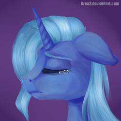 Size: 1000x1000 | Tagged: safe, artist:gree3, trixie, pony, unicorn, g4, crying, female, mare, portrait, sad, solo